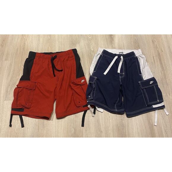 Vintage Nike Board Shorts Blue Red Swim Trunks Mens Sz Medium Y2K 90s Gray Tag - Picture 1 of 11